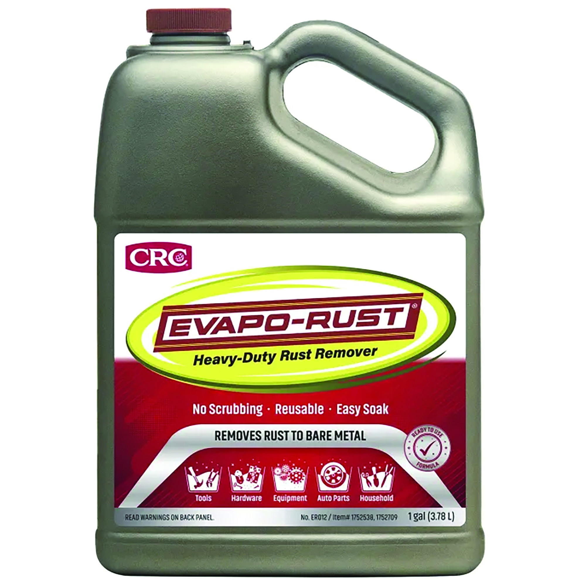 CRC Evapo-Rust Heavy-Duty Rust Remover — 1 Gallon, Non-Corrosive, Reusable Solution, Model# CRCER012